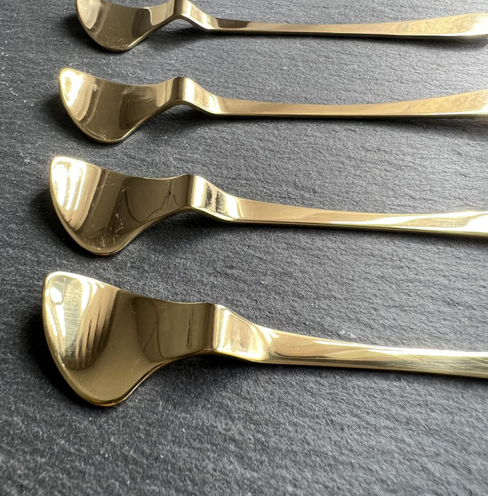 Cuillère à thé dorées brillantes, x6