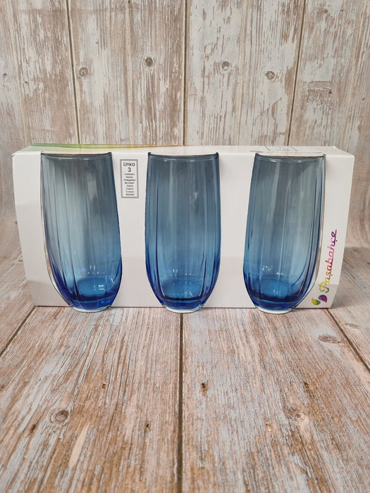 Verre à eau bleu, lot de 3