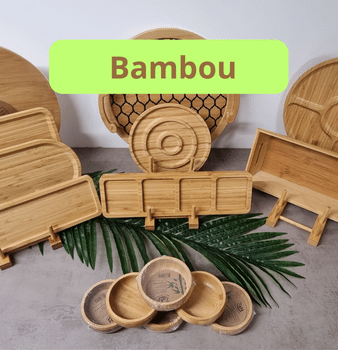 Découvrez notre univers bambou avec différents modèles d'assiettes, plateaux ...