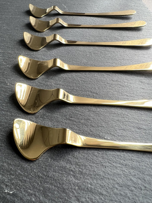 Cuillère à thé dorées brillantes, x6