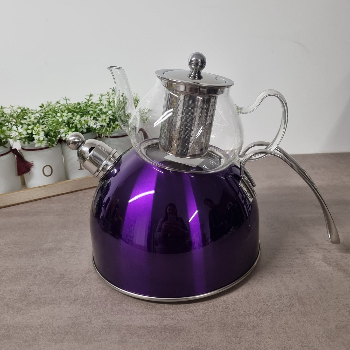 Théière cocotte violet