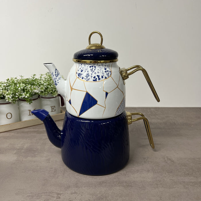 Théière Hüma émaillée bleue