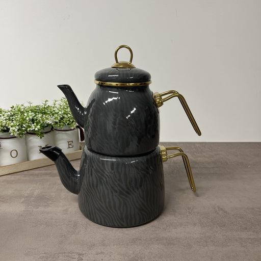 Théière Hüma émaillée gris