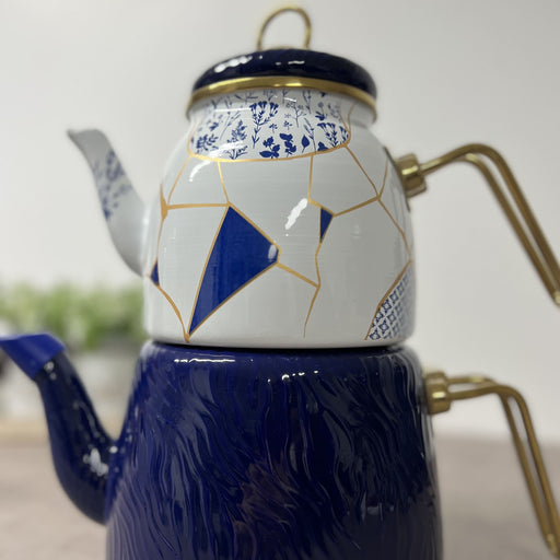 Théière Hüma émaillée bleue