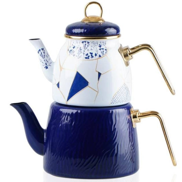 Théière Hüma émaillée bleue